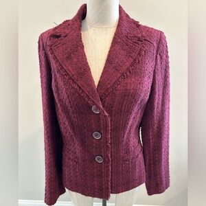 Jones New York Burgundy Tweed Blazer Size 6